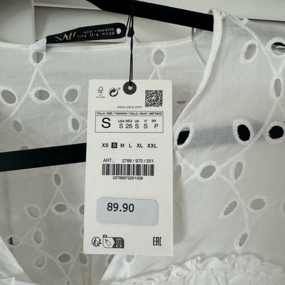 Zara White Embroidered Dress NWT - Picture 3 of 6